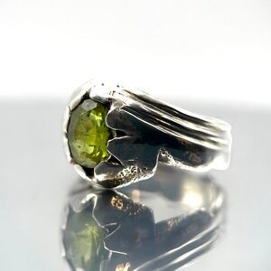 Men’s Natural Peridot Ring - August Birthstone Jewelry - Gift for Him